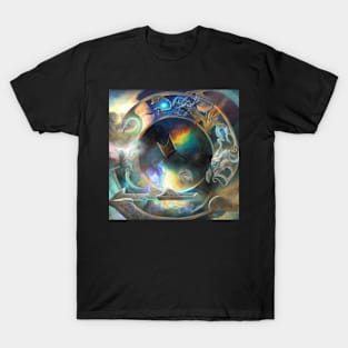 Alien Arcane Aesthic AiArt Rainbow Runes T-Shirt